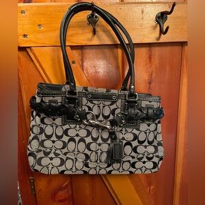 Coach Black and Gray Signature Shoulder Bag. Good preowned condition